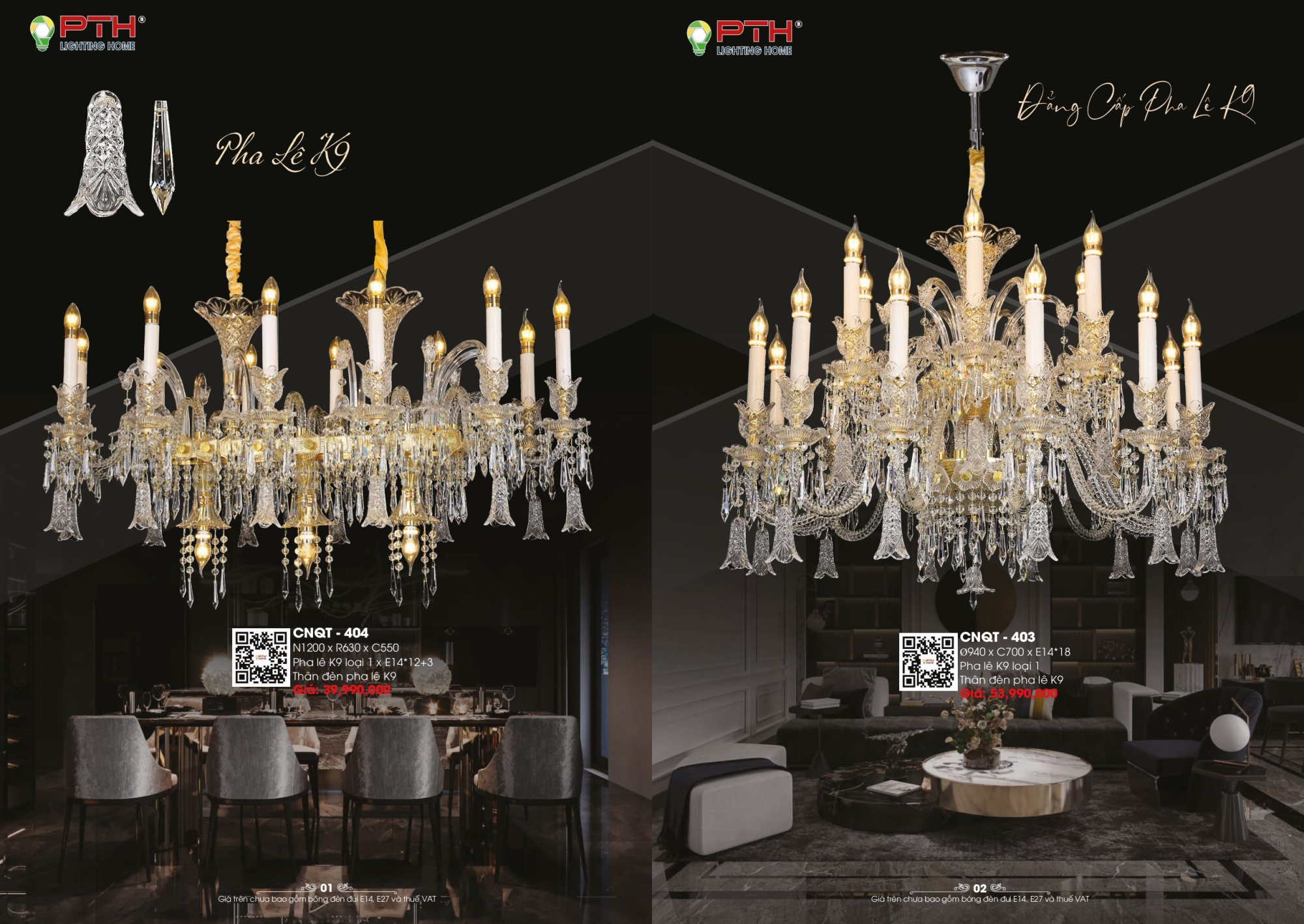 Bảng giá đèn trang trí PTH Lighting Home 2026